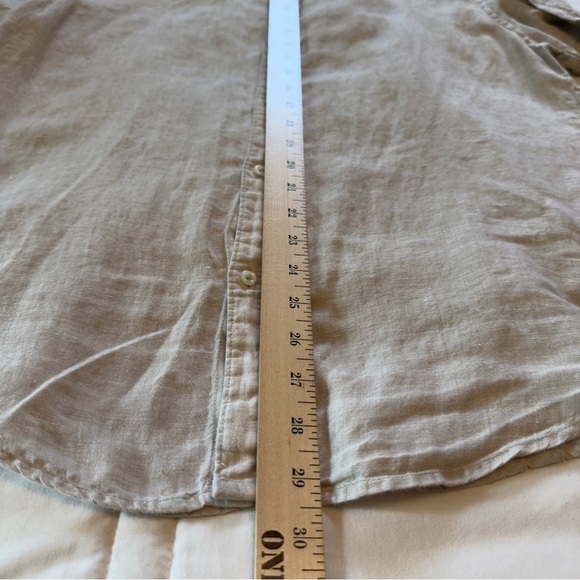 Denim & Flower Ricky Singh Shirt Men L Beige Short Sleeve Button Up Linen Resort - Picture 10 of 11